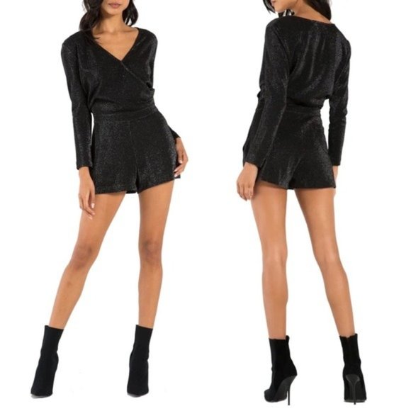 n:PHILANTHROPY Pants - NWT n:Philanthropy Fire Sparkle Long-Sleeve Romper in Black